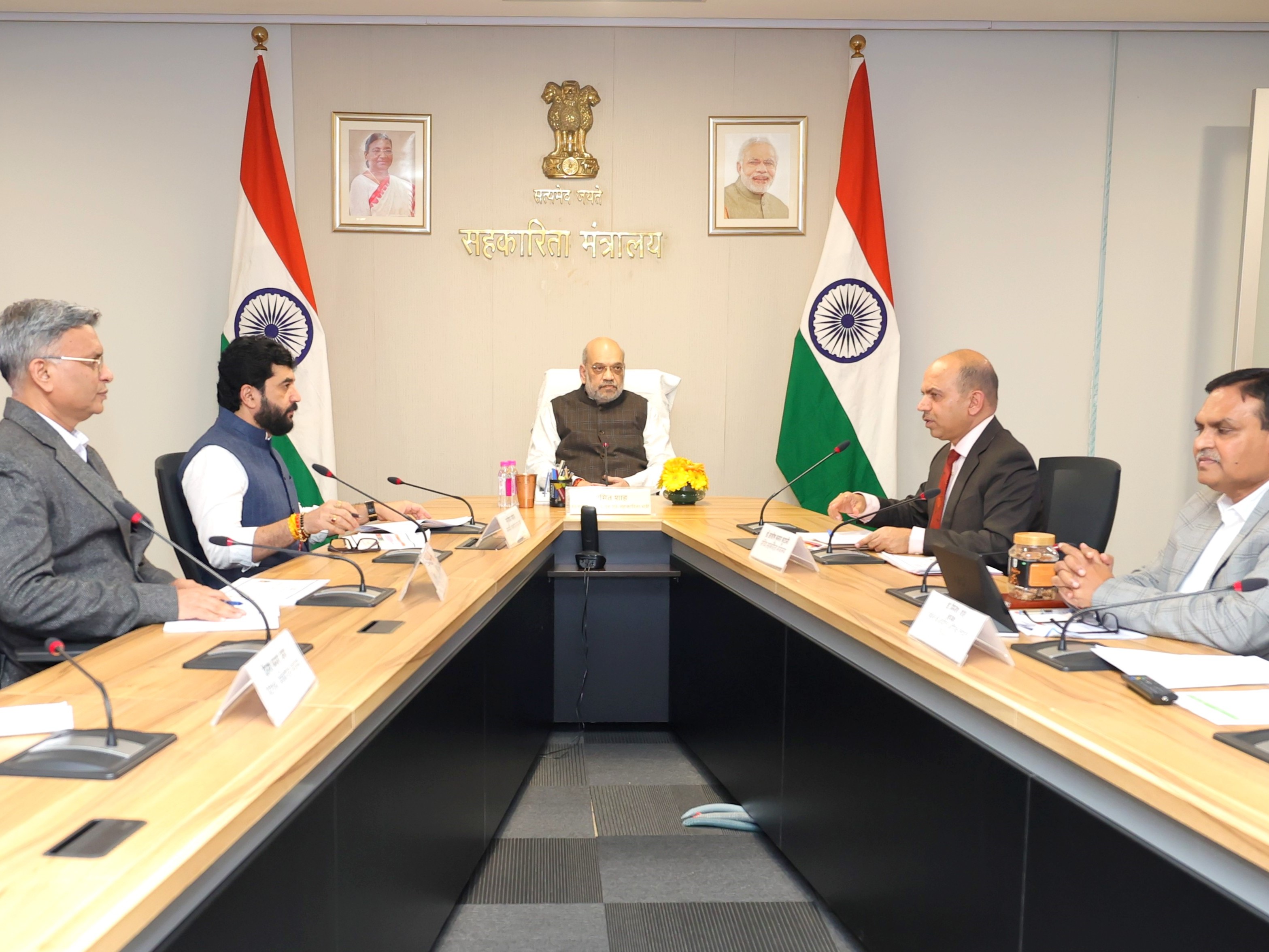 Amit Shah chairs a review meeting of the National Cooperative Organic Limited at the Ministry of Cooperation