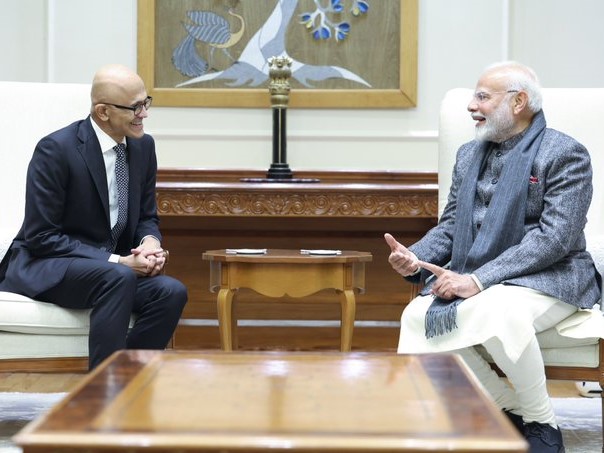 CEO of Microsoft Satya Nadella meets Prime Minister Shri Narendra Modi